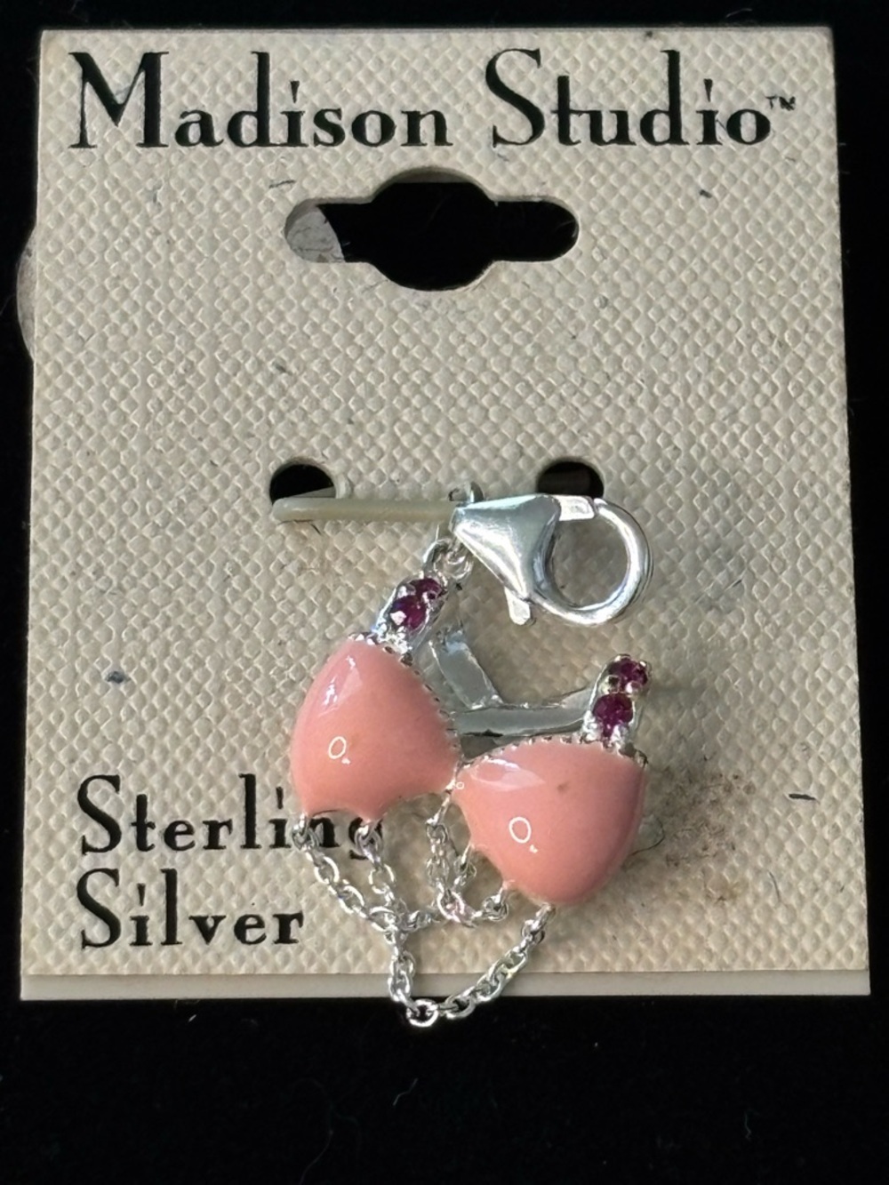 Sterling Silver Pink Bra Jewelry Charm Breast Cancer Gift NOS Madison Studios